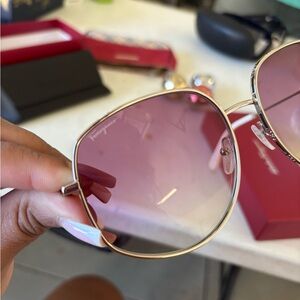 Salvatore Ferragamo Gold Frame Sunglasses with Pink Gradient Lenses